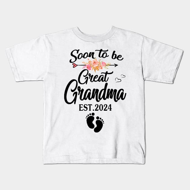 soon to be great grandma 2024 Kids T-Shirt by Bagshaw Gravity